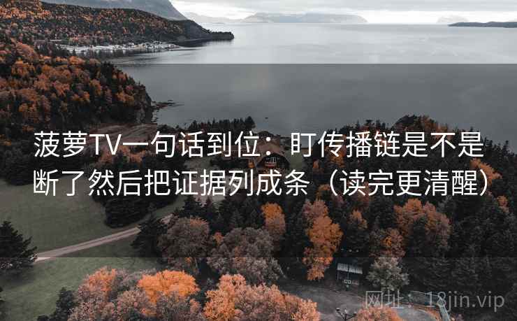 菠萝TV一句话到位：盯传播链是不是断了然后把证据列成条（读完更清醒）